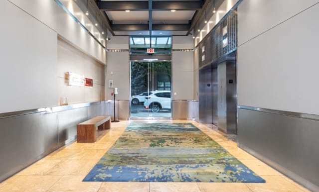 Modern lobby with elegant design and contemporary furnishings